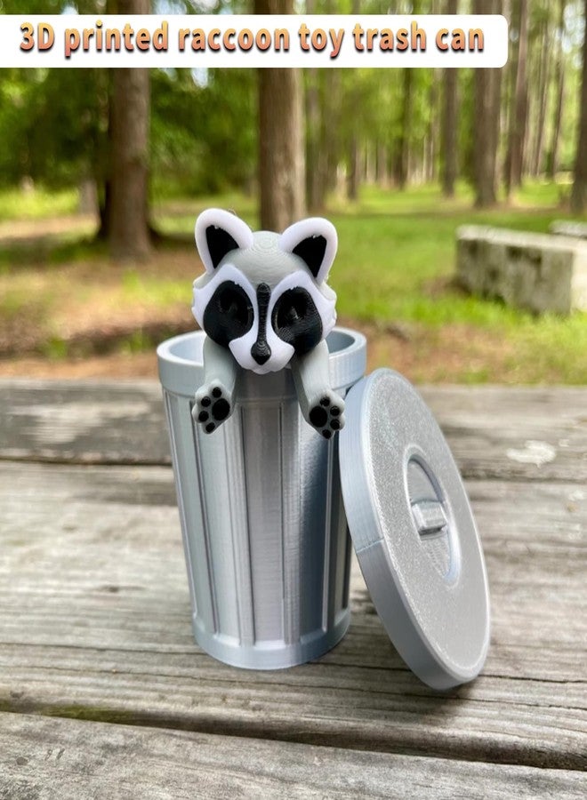 YOUNEEDFUL 3D Printed Raccoon Trash can, Cute Animals for 3D Printed Long Tailed Raccoon Desktop Decoration, Interesting Ornaments, Interesting Animal Gifts (Grey) - Image 2